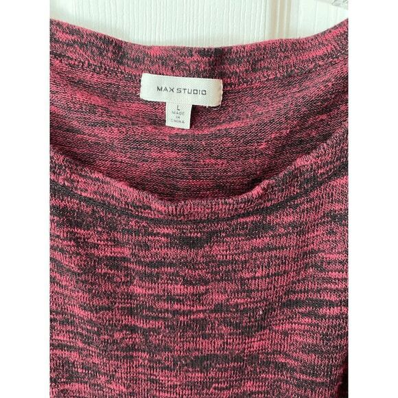 Max Studio Womens Pullover 3/4 Sleeve Tie Front Sweater Burgundy Mable Sz L - Picture 2 of 2